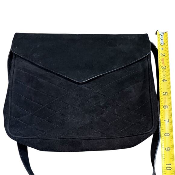 Vintage Salvatore Ferragamo Quilted Black Suede Crossbody Bag - Picture 4 of 7
